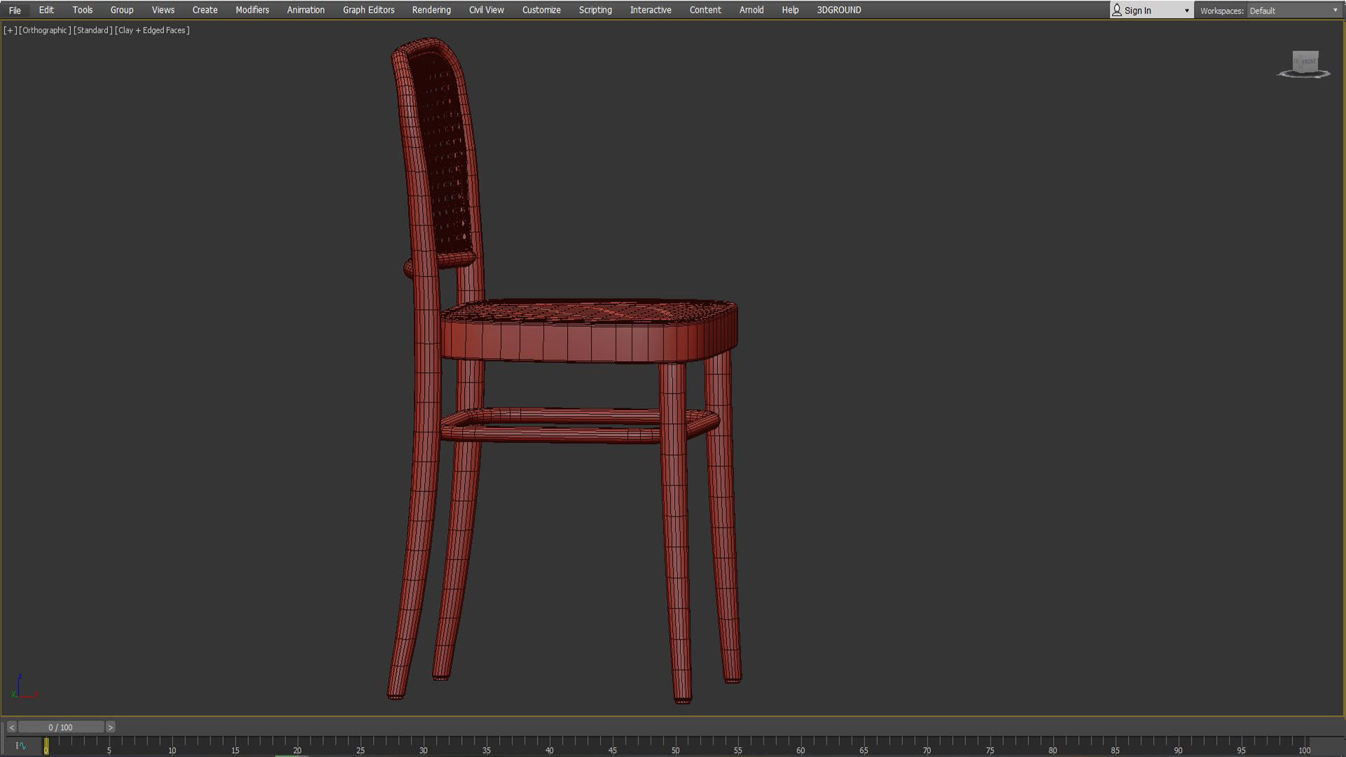 Hoffmann Replica Beech Wood Rattan Dining Side Chairs Low-poly 3D model_5