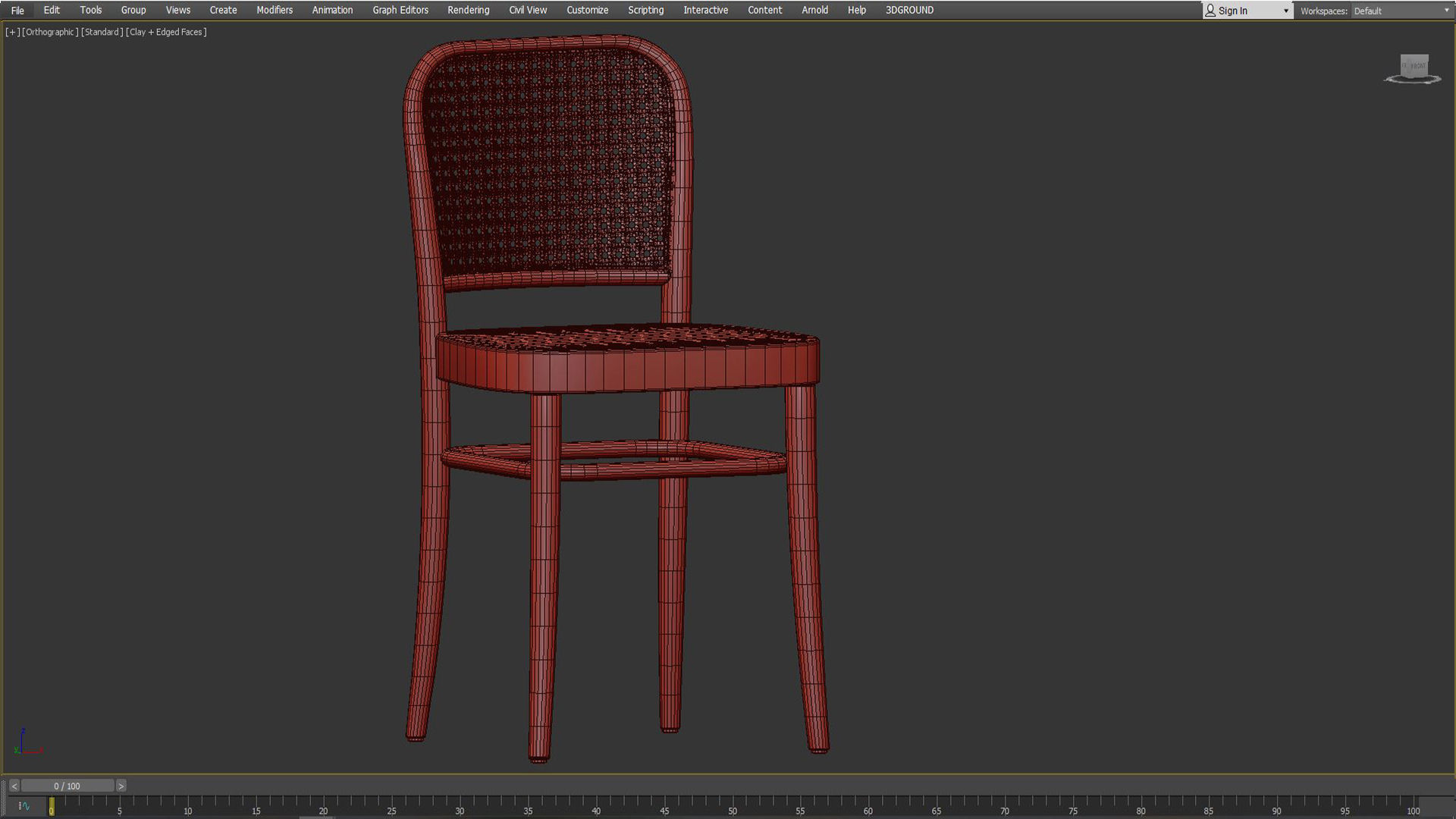 Hoffmann Replica Beech Wood Rattan Dining Side Chairs Low-poly 3D model_4