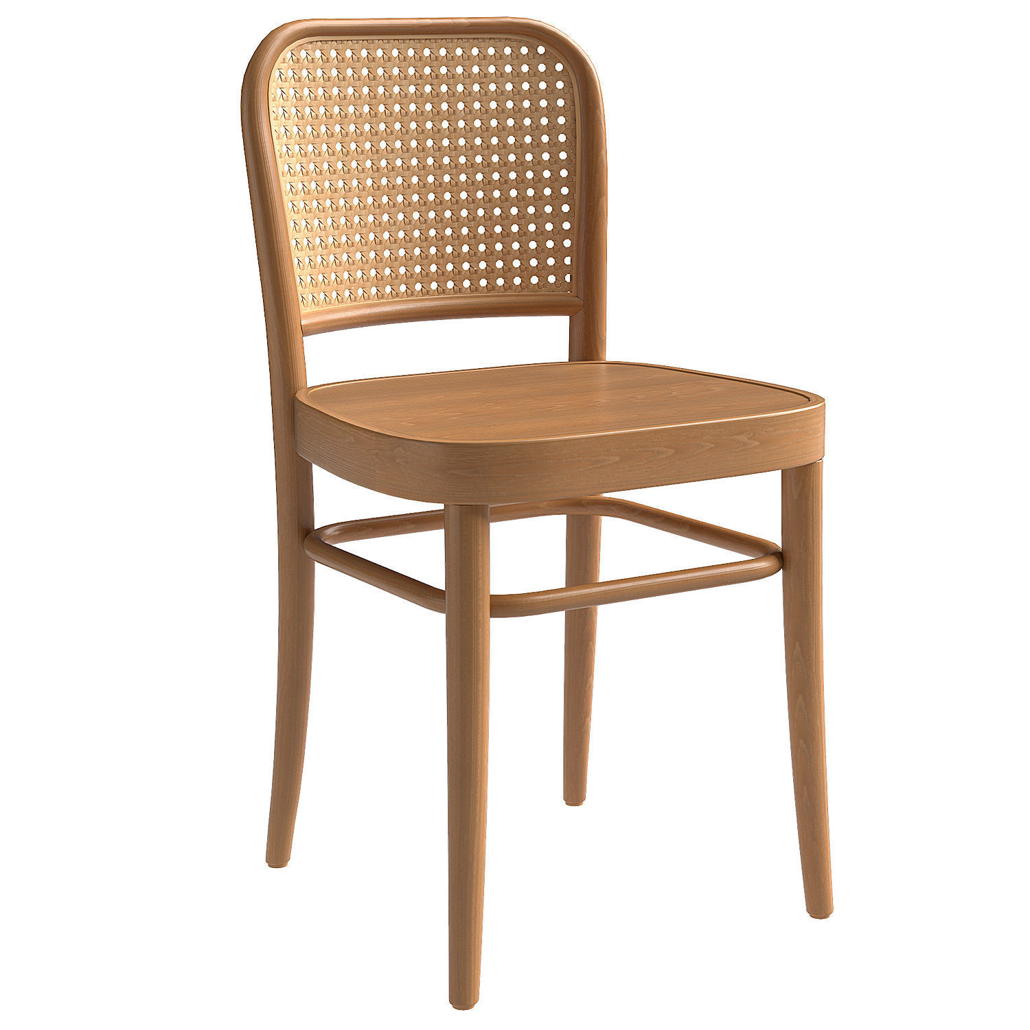 Hoffmann Replica Beech Wood Rattan Dining Side Chairs Low-poly 3D model_1