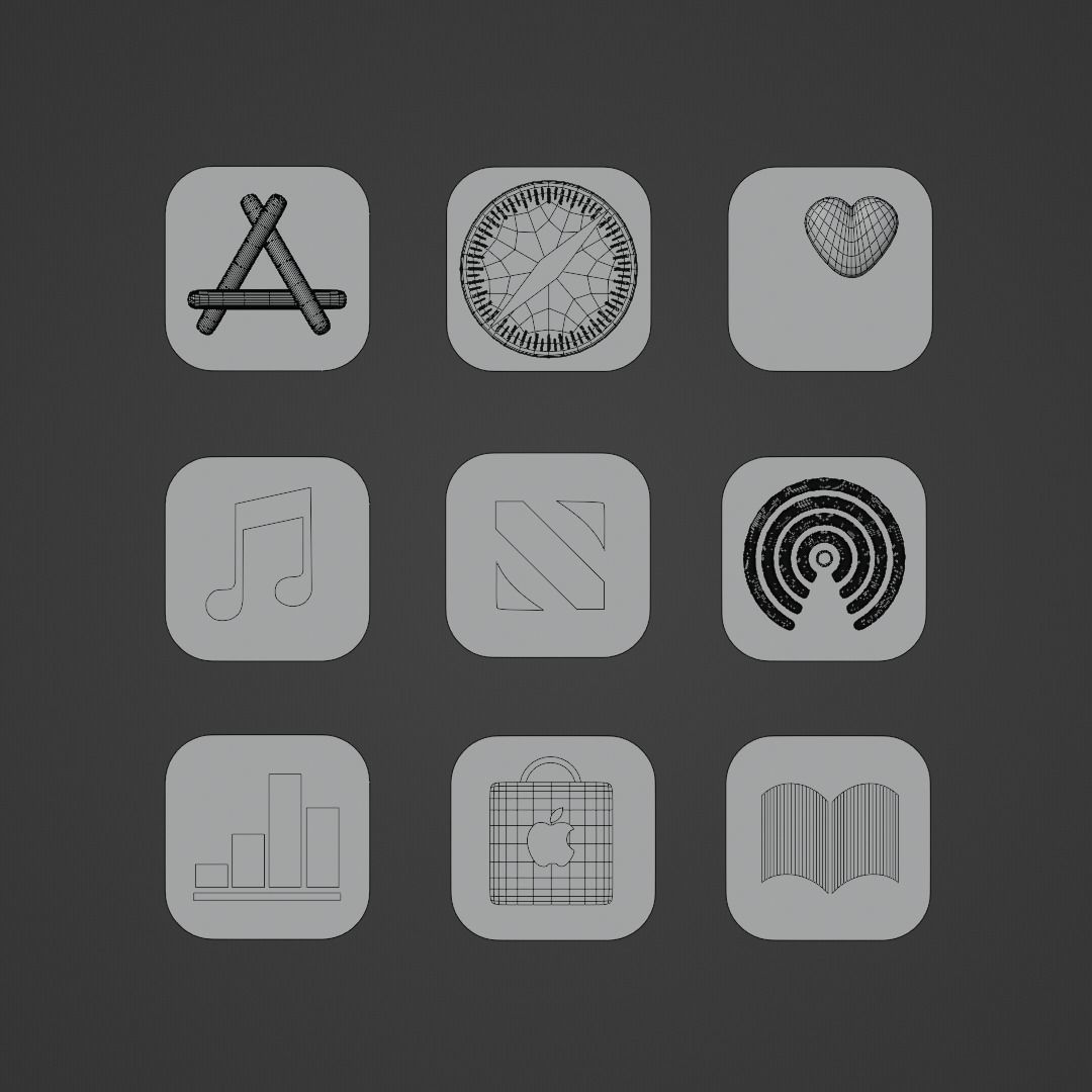 Apple Icons with Dark Mode 3D model_8