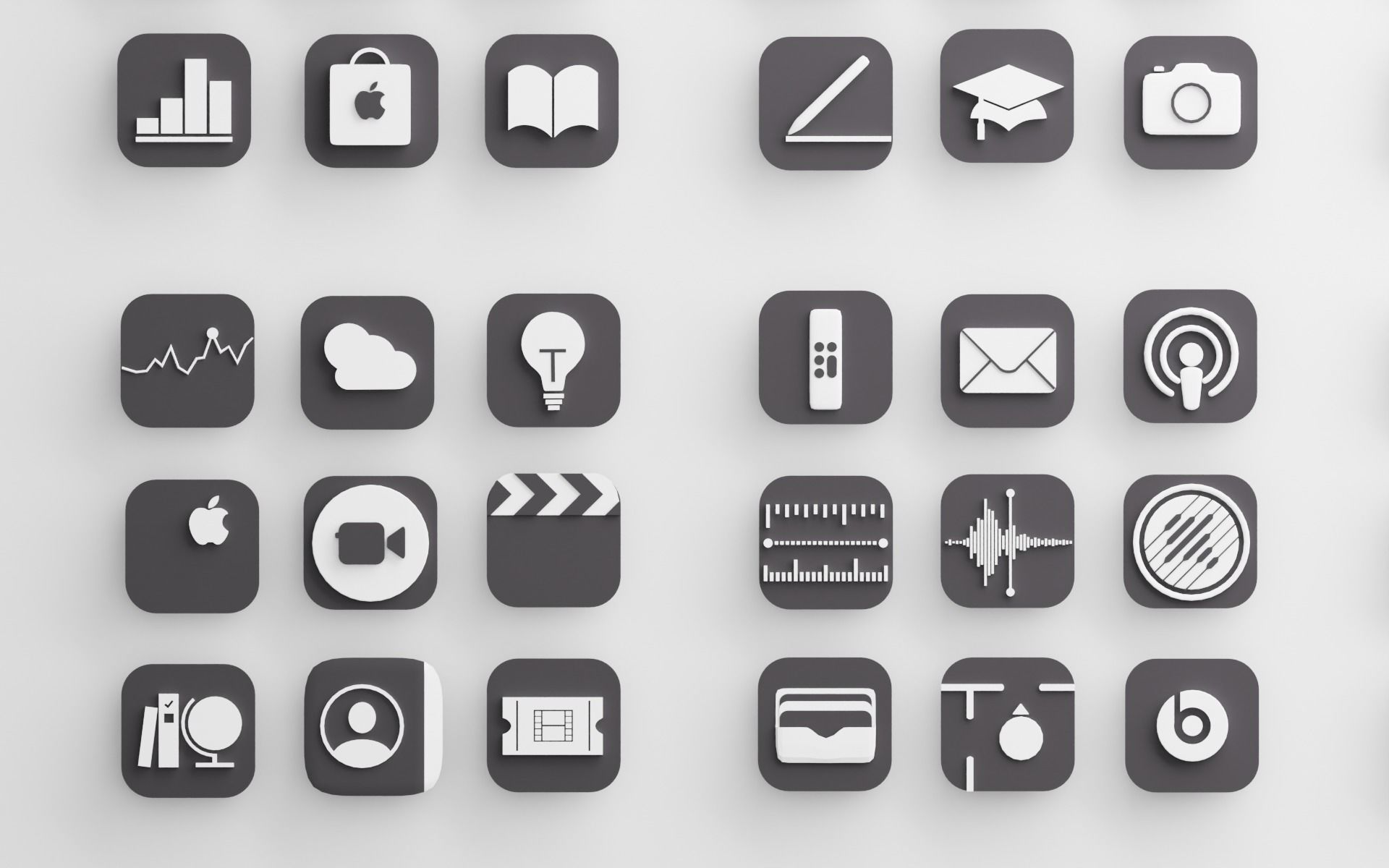 Apple Icons with Dark Mode 3D model_2