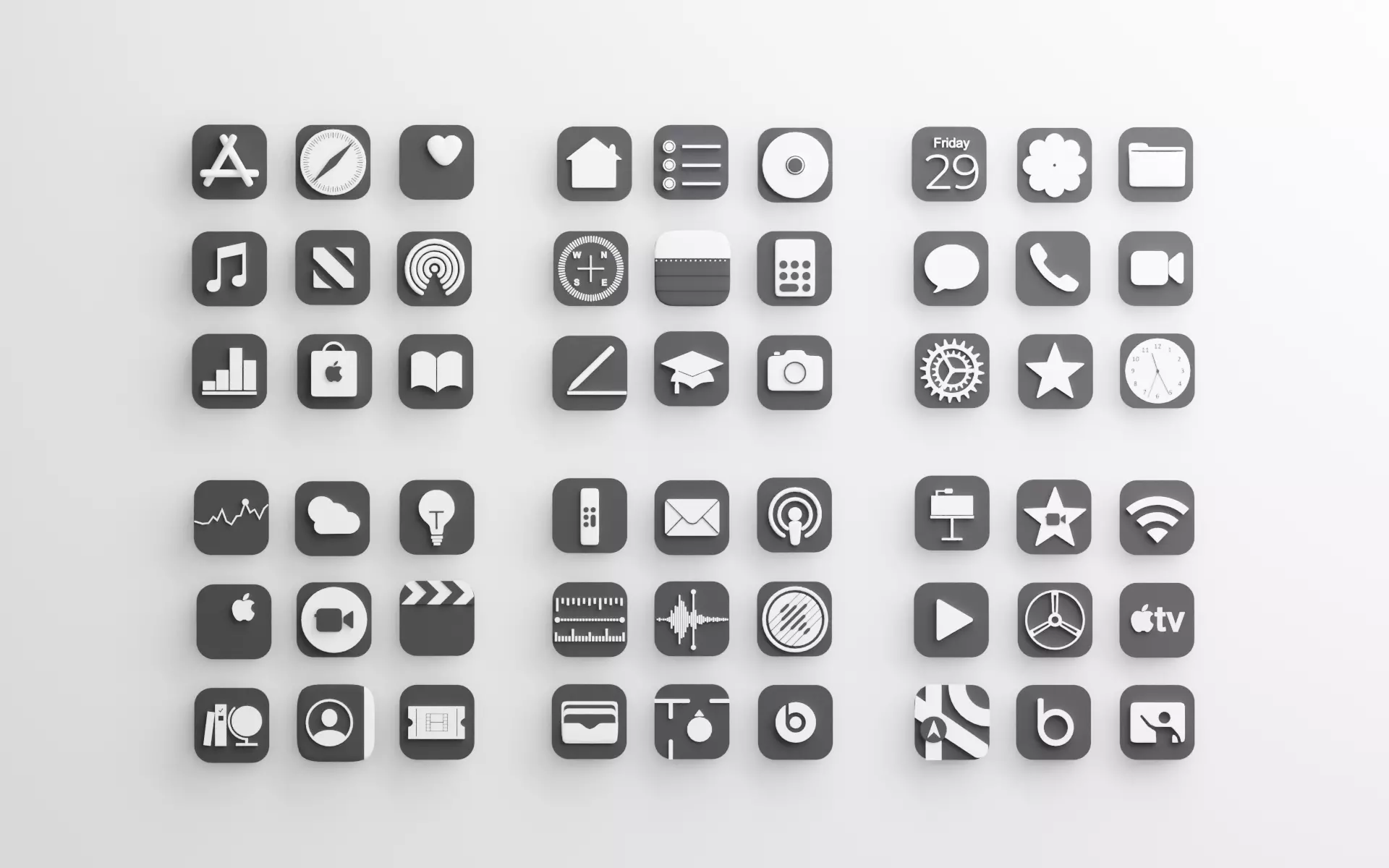 Apple Icons with Dark Mode 3D model_0