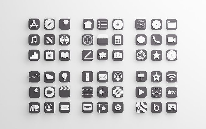 Apple Icons with Dark Mode 3D model