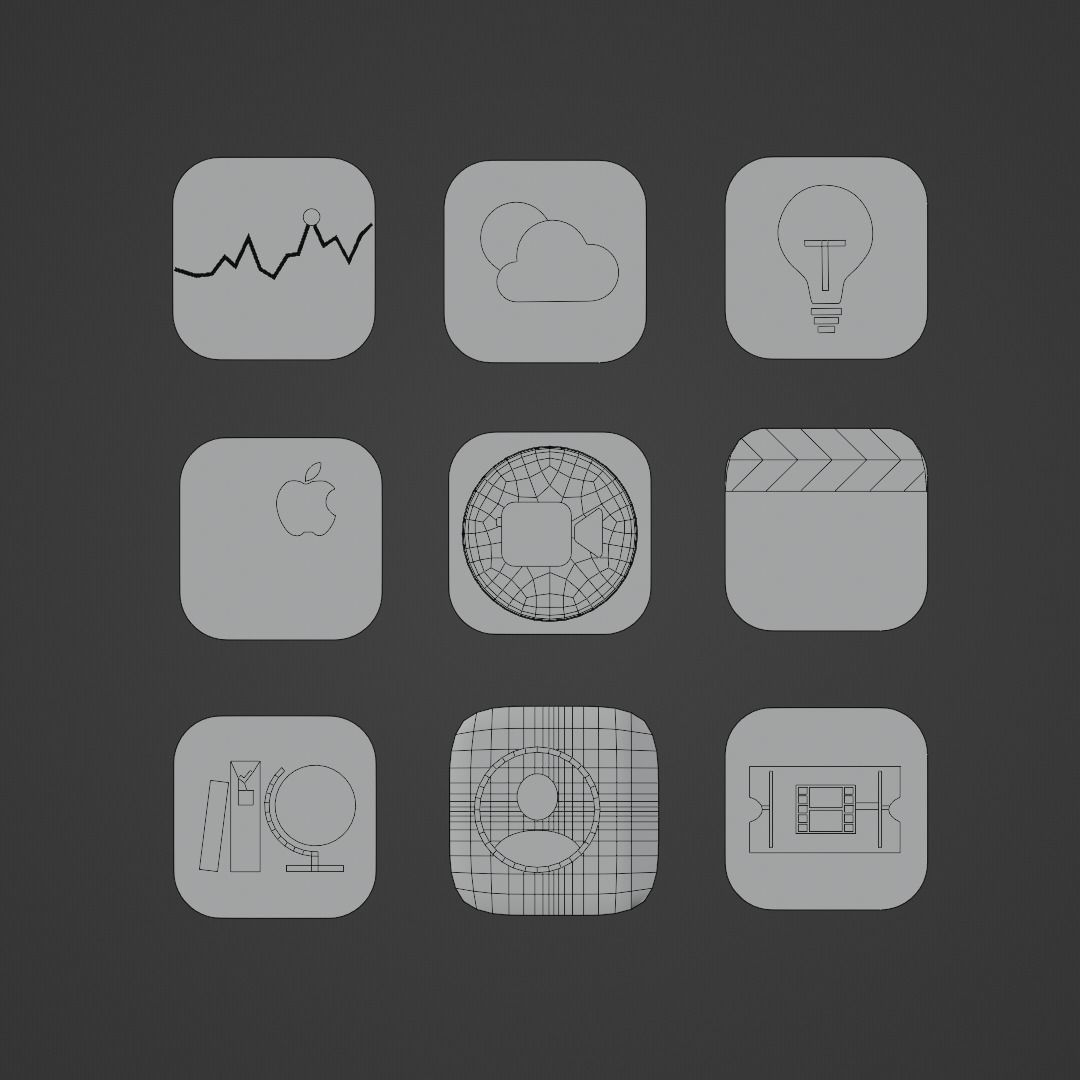 Apple Icons with Dark Mode 3D model_11