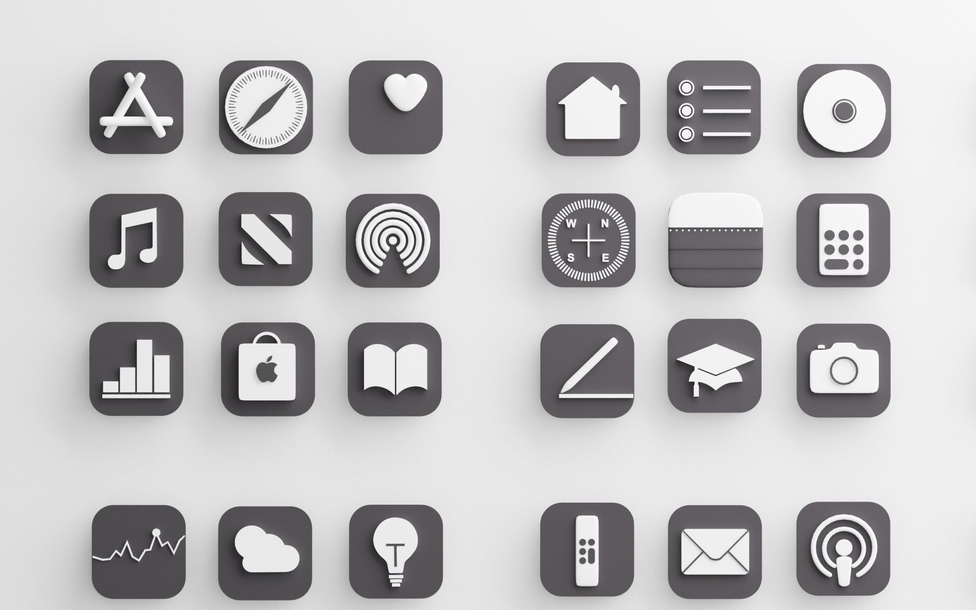 Apple Icons with Dark Mode 3D model_1