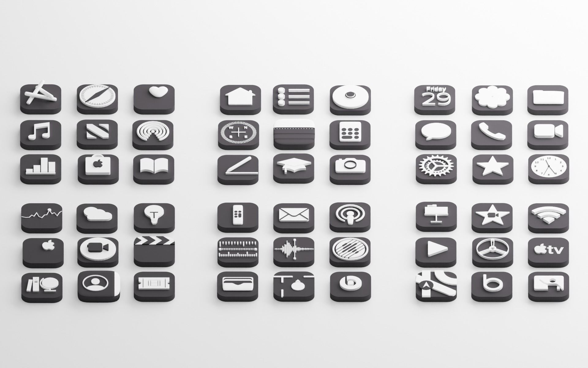 Apple Icons with Dark Mode 3D model_7