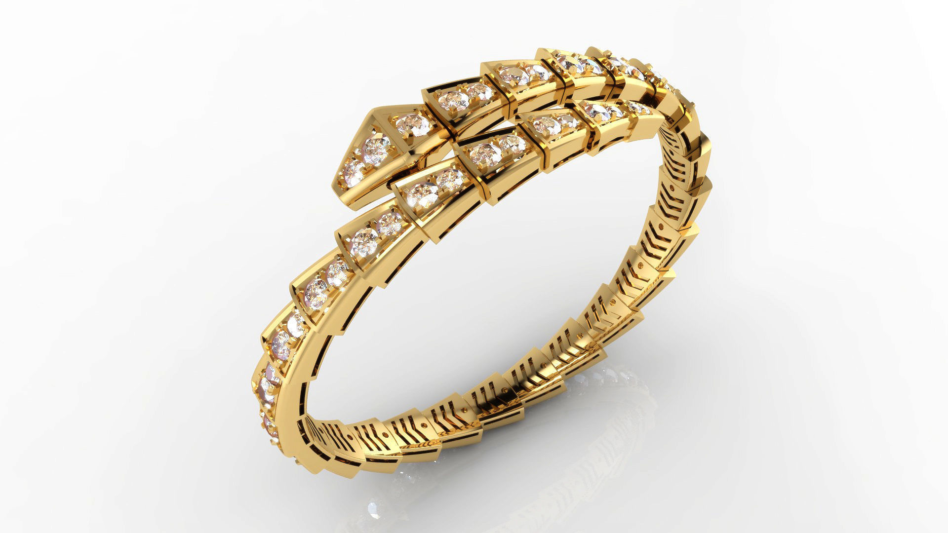Serpenti Bulgari diamond snake bracelet 3D print model_0