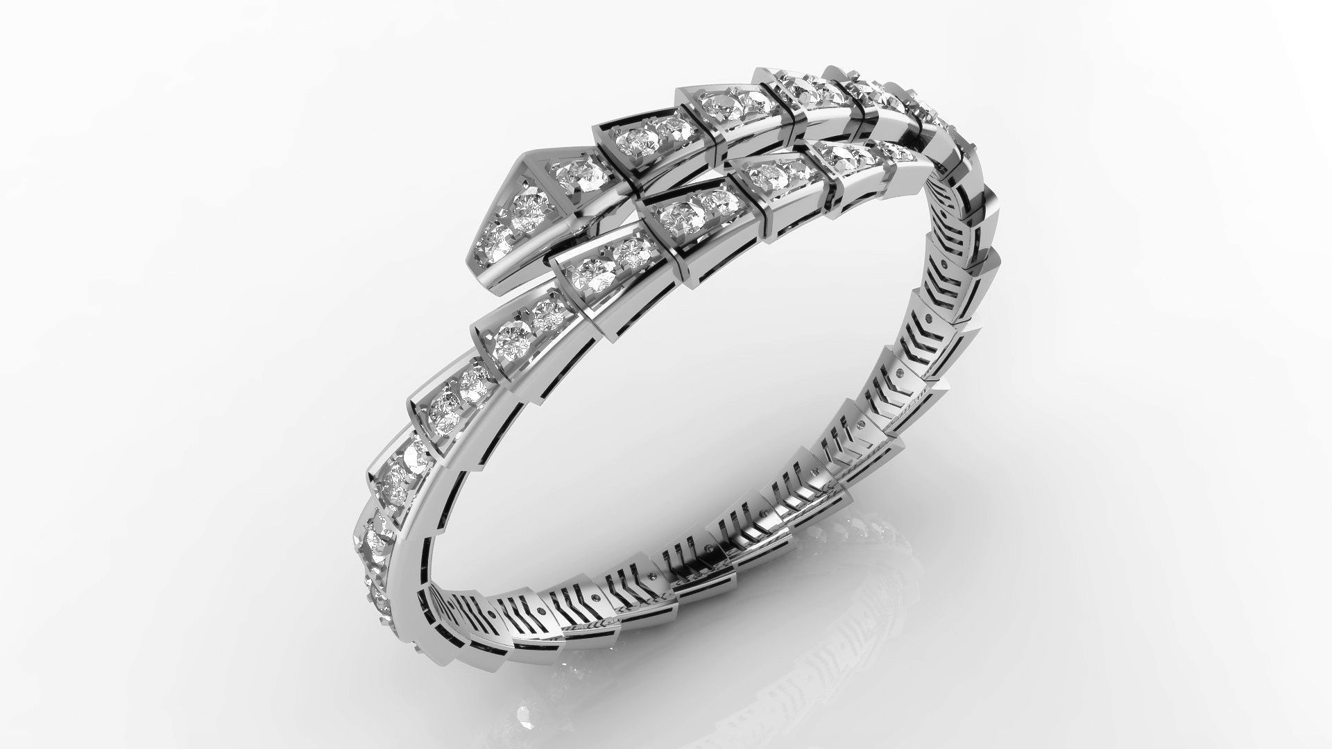 Serpenti Bulgari diamond snake bracelet 3D print model_1