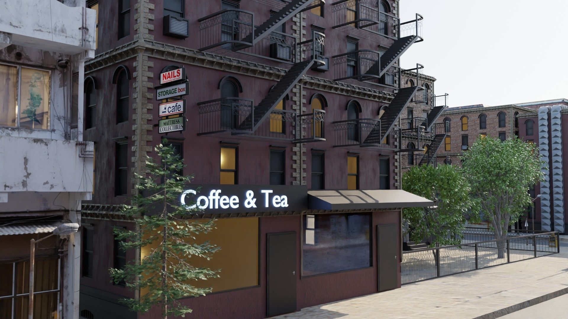 City with rail bridge 3D model_3