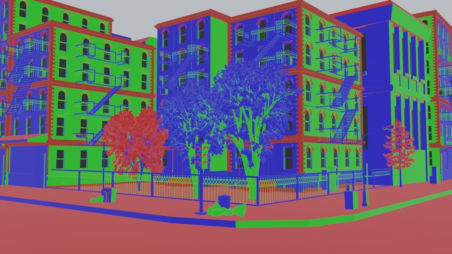 City with rail bridge 3D model_5