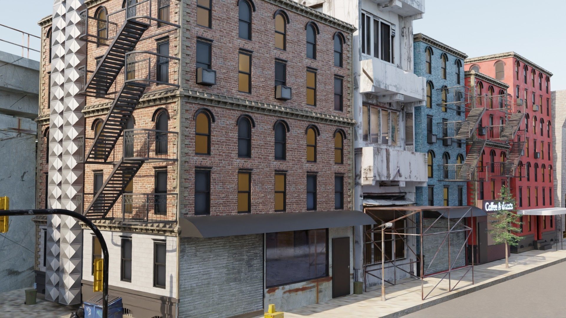 City with rail bridge 3D model_1