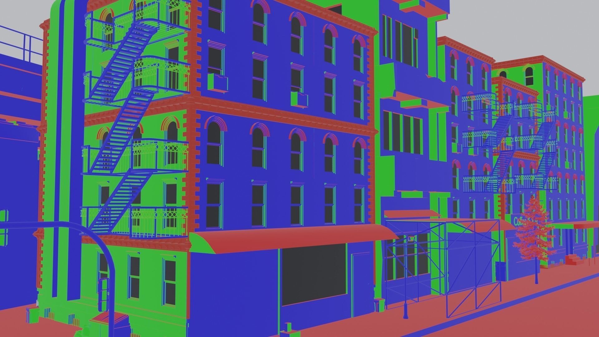 City with rail bridge 3D model_6