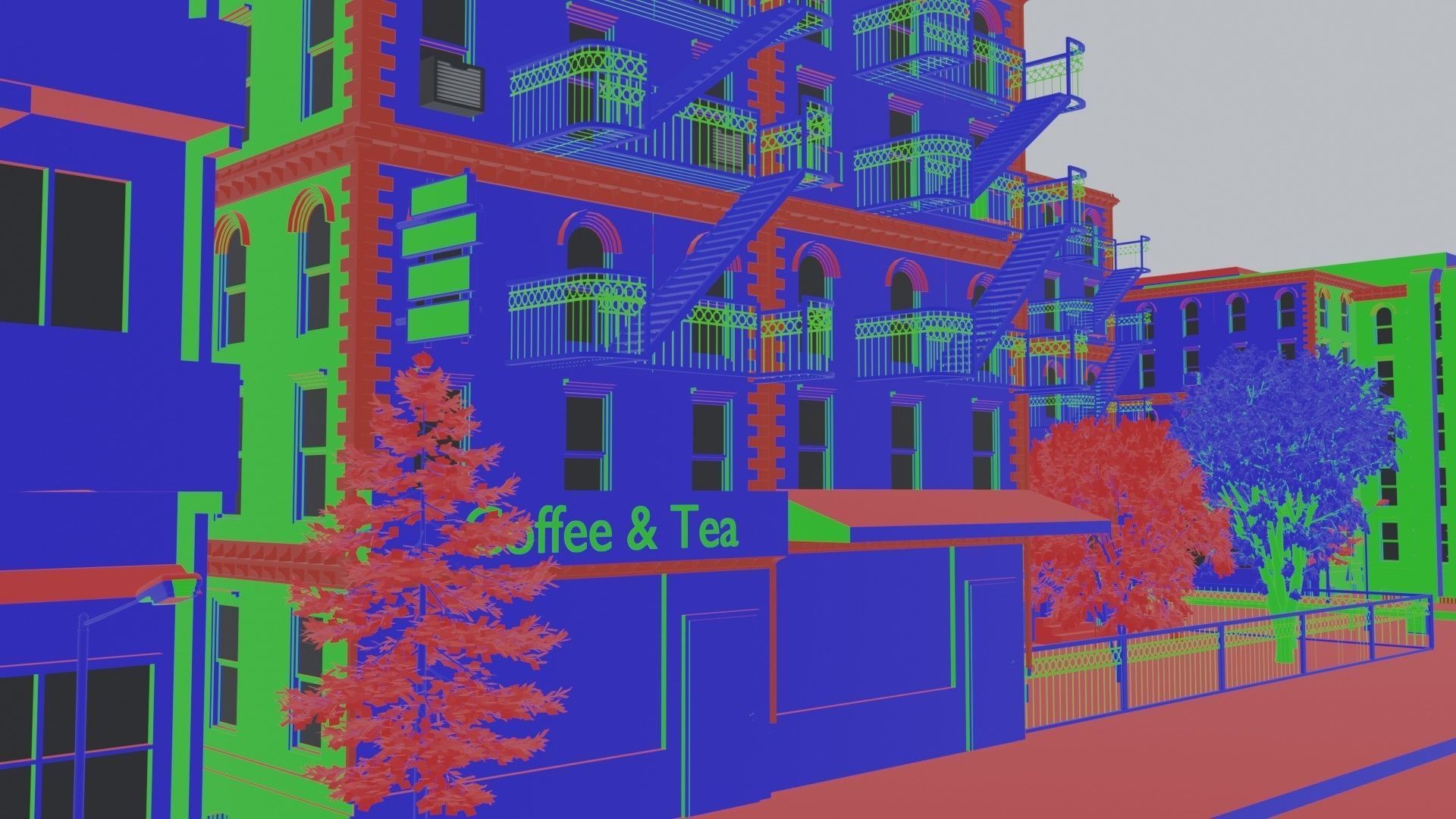 City with rail bridge 3D model_8