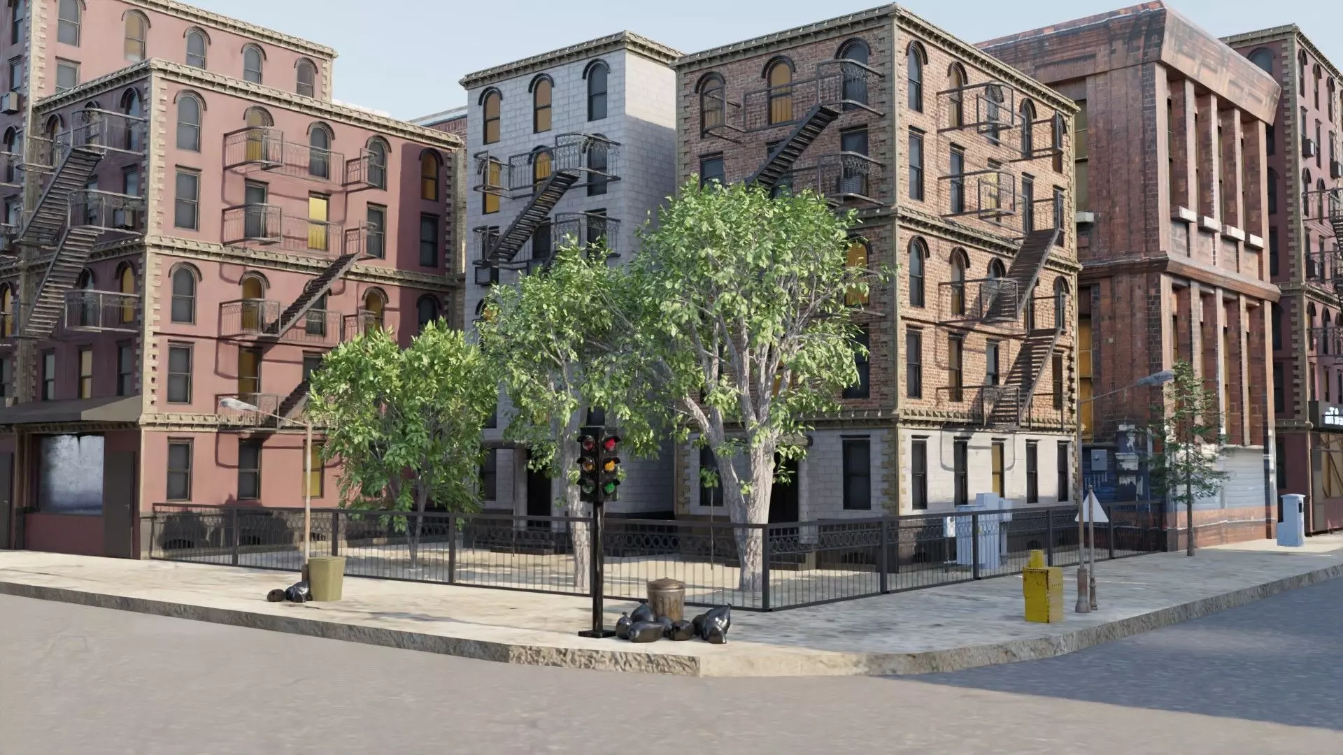 City with rail bridge 3D model_0