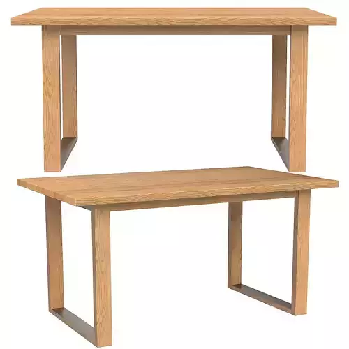 Oak Ski-Leg Dining Table
