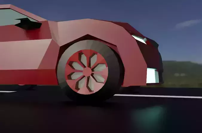 Low Poly Car And Road