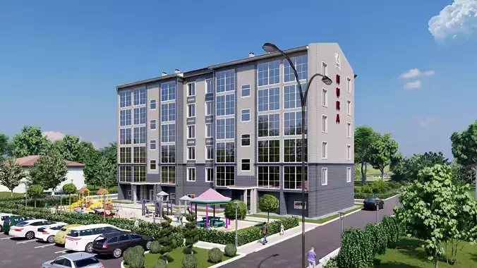 5-storey residential building 3D model