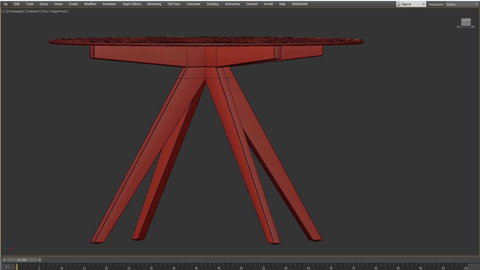 120cm Anders Round Glass-Top Dining Table Low-poly 3D model_7