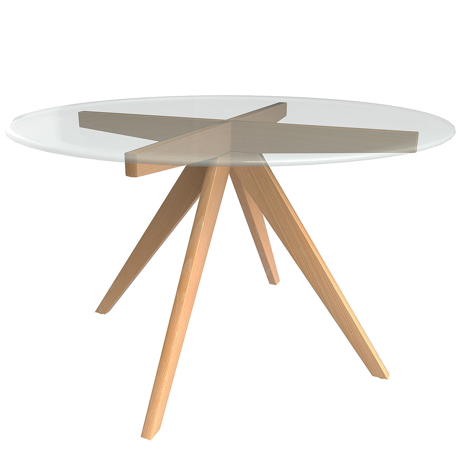 120cm Anders Round Glass-Top Dining Table Low-poly 3D model_1