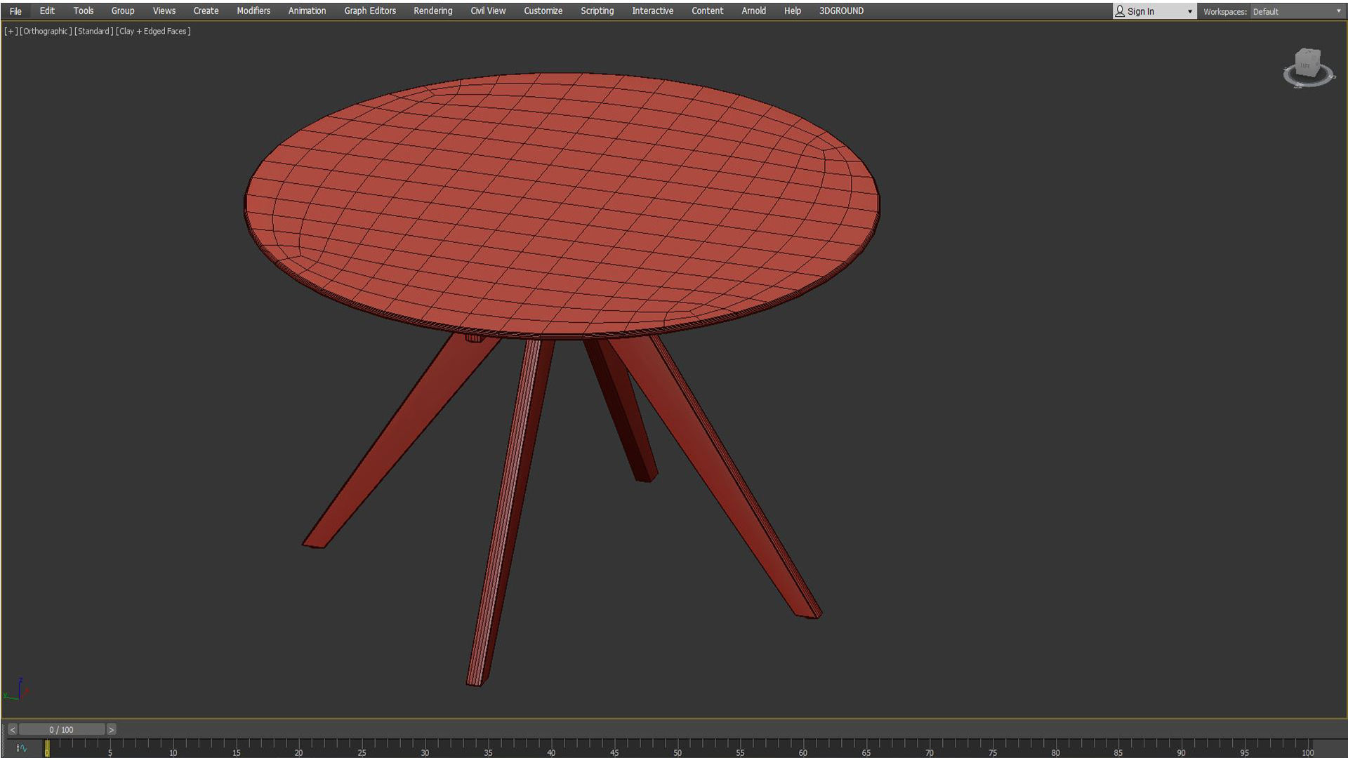 120cm Anders Round Glass-Top Dining Table Low-poly 3D model_5
