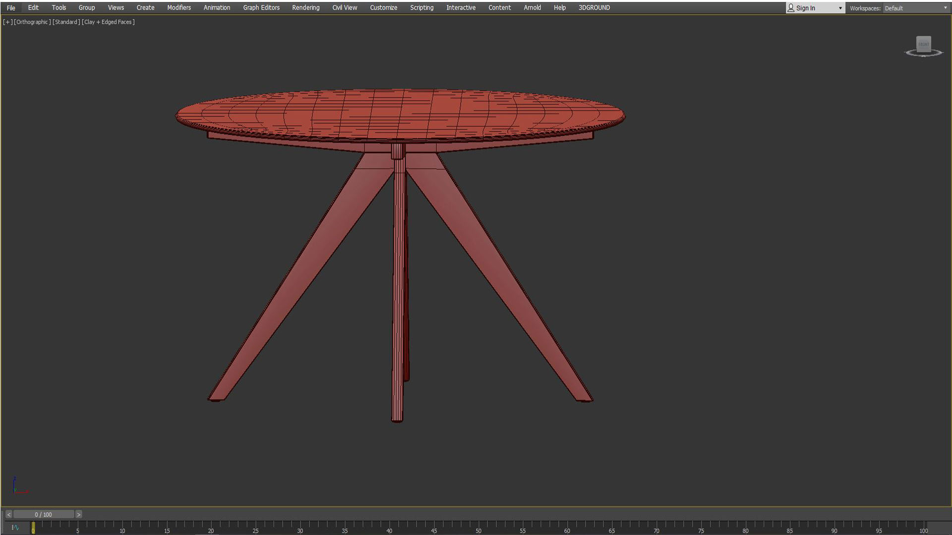 120cm Anders Round Glass-Top Dining Table Low-poly 3D model_4