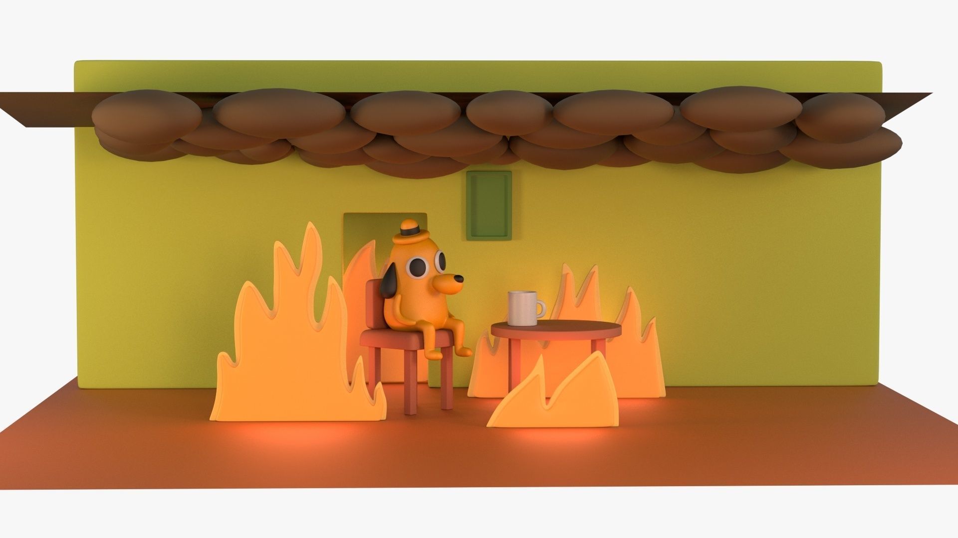 This is fine meme 3D model_3