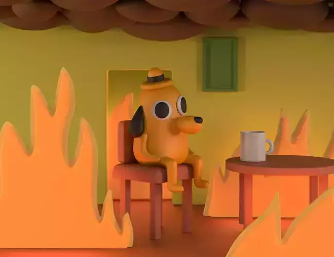 This is fine meme 3D model