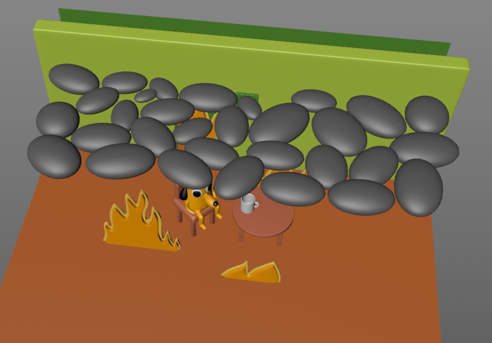 This is fine meme 3D model_8