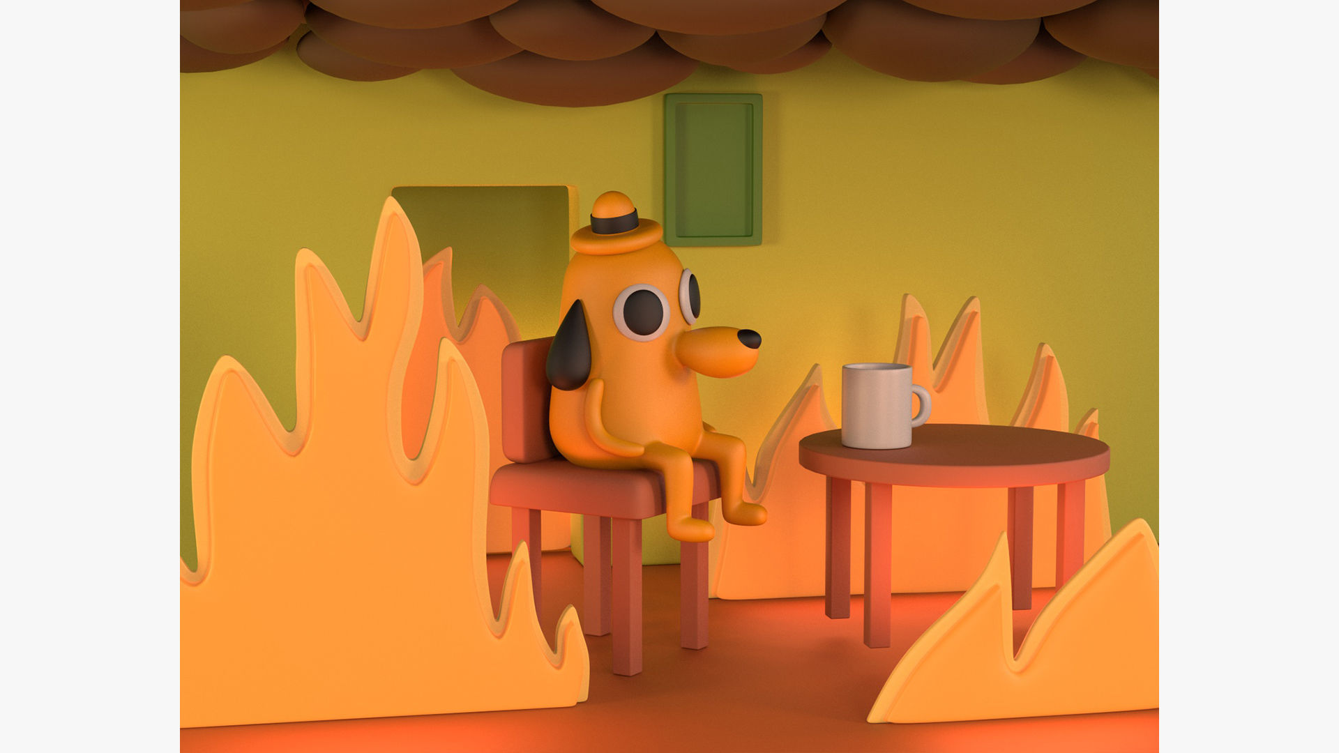 This is fine meme 3D model_2