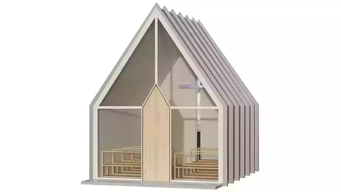 Chapel in shape of cuboid 3D model