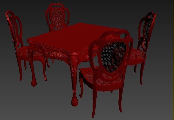 classical Dining set Low-poly 3D model_9