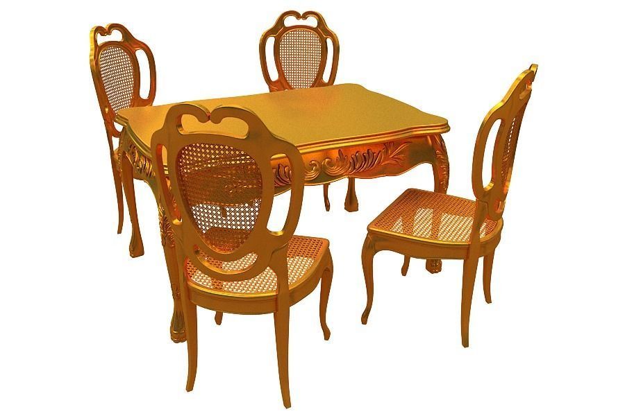 classical Dining set Low-poly 3D model_1