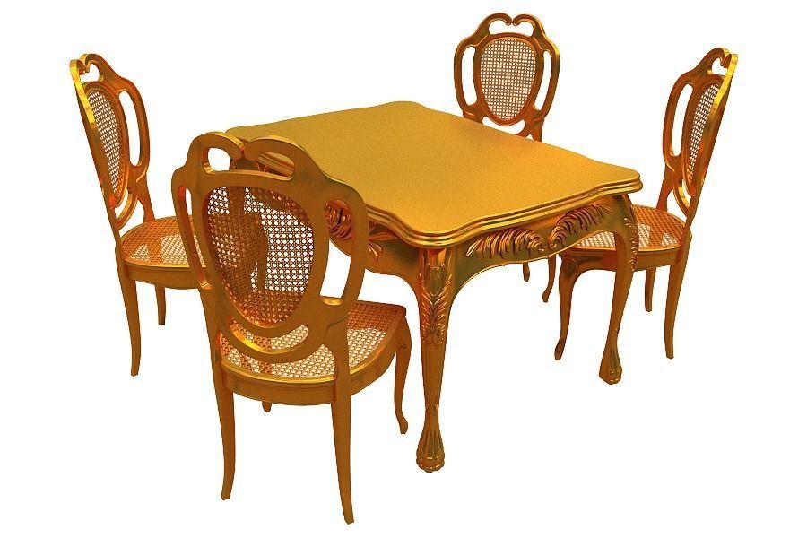 classical Dining set Low-poly 3D model_6