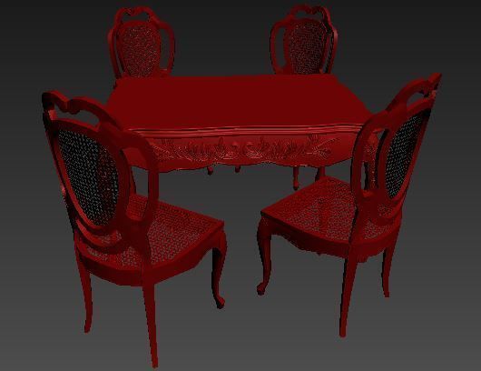 classical Dining set Low-poly 3D model_12