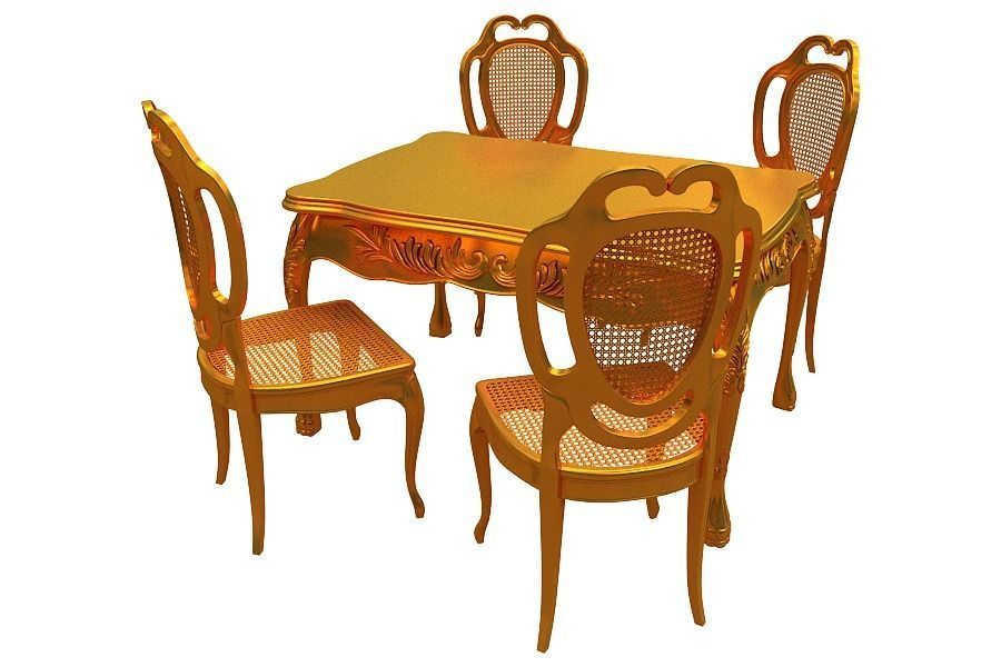 classical Dining set Low-poly 3D model_5