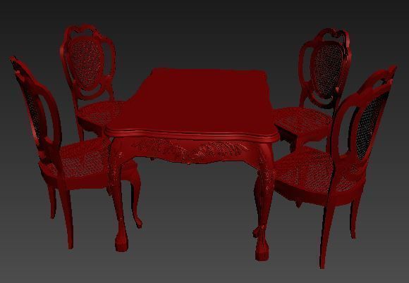 classical Dining set Low-poly 3D model_10