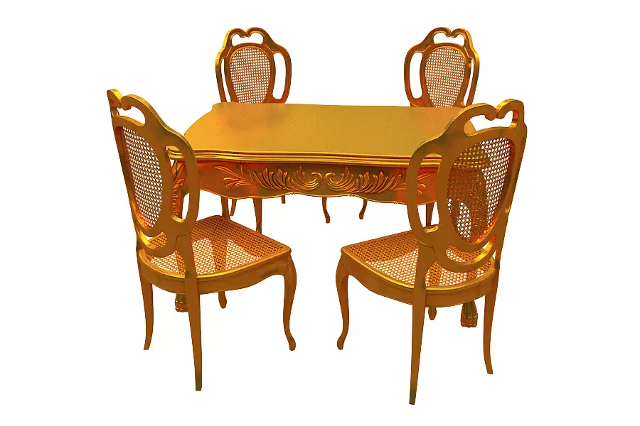 classical Dining set Low-poly 3D model_0