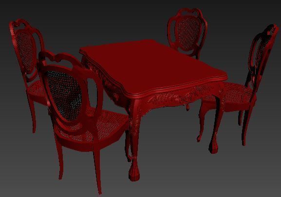 classical Dining set Low-poly 3D model_11