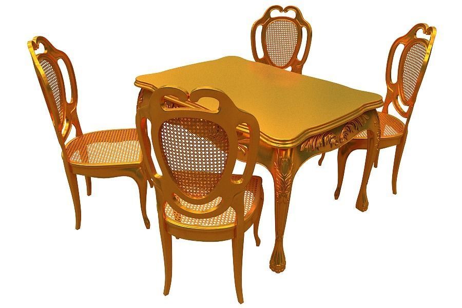 classical Dining set Low-poly 3D model_4