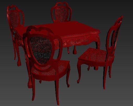 classical Dining set Low-poly 3D model_8
