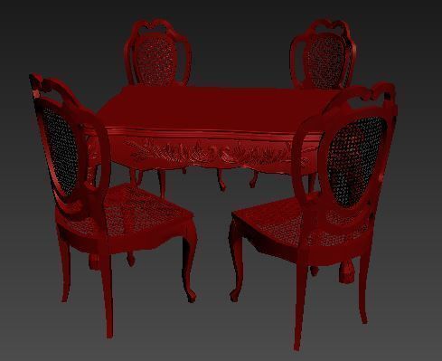 classical Dining set Low-poly 3D model_7