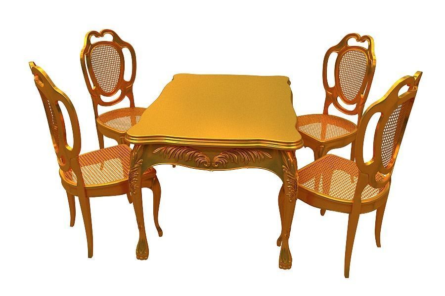 classical Dining set Low-poly 3D model_3