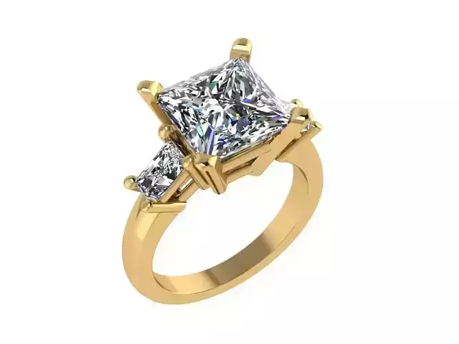 Ring035 princess cut diamond engagement ring gold