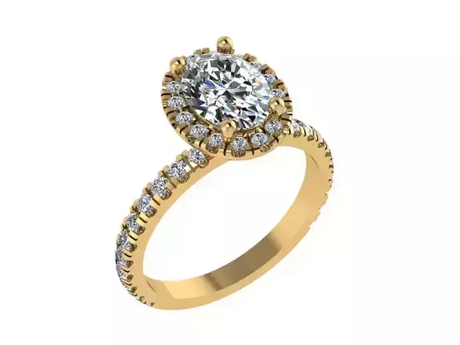 Ring036 oval diamond halo engagement ring gold