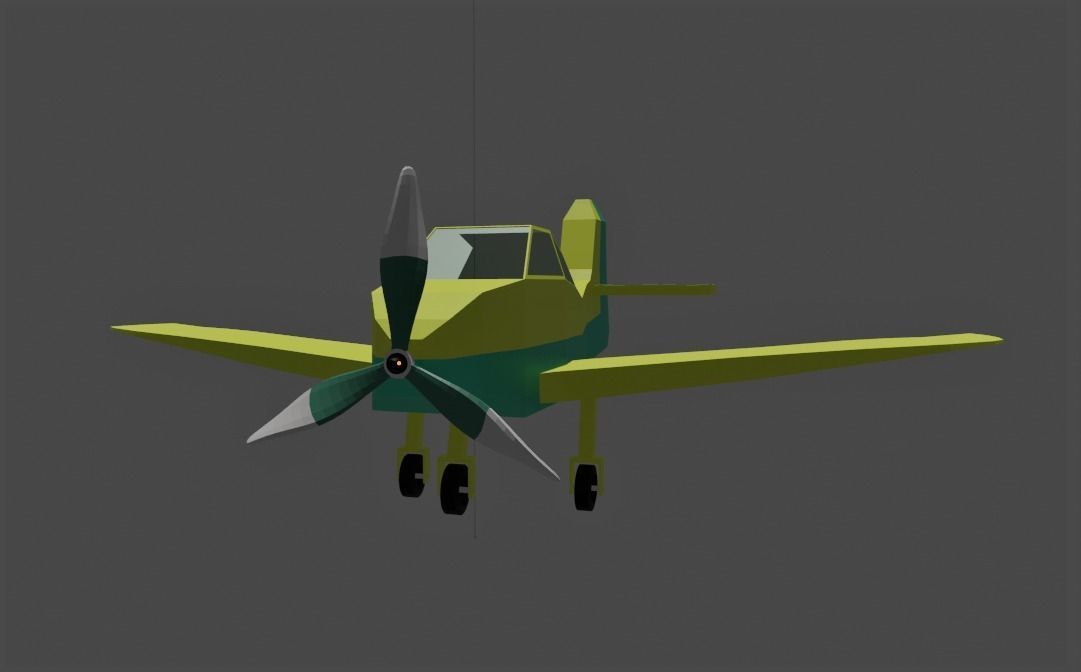 Low Poly Plane with propellers Free low-poly 3D model_1