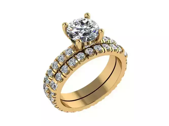 Ring037 engagement ring set gold