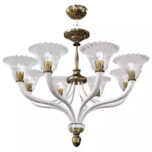 BRASS AND CRYSTAL CHANDELIER