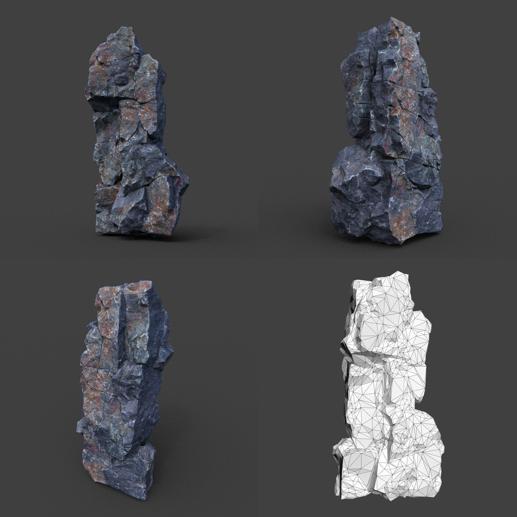 Low poly Ultra HD Sharp Cliff Modular Rock 220405 Low-poly 3D model_18