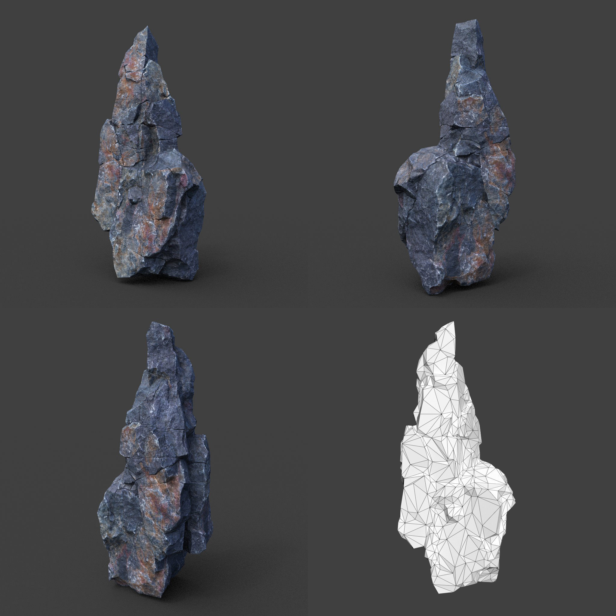 Low poly Ultra HD Sharp Cliff Modular Rock 220405 Low-poly 3D model_6