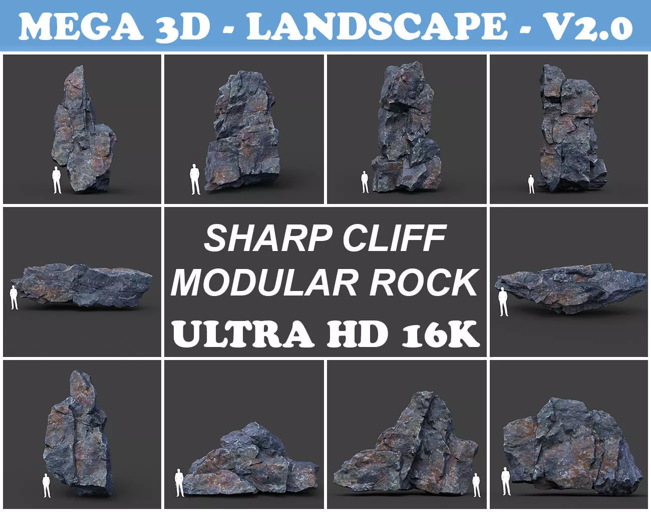 Low poly Ultra HD Sharp Cliff Modular Rock 220405 Low-poly 3D model_0